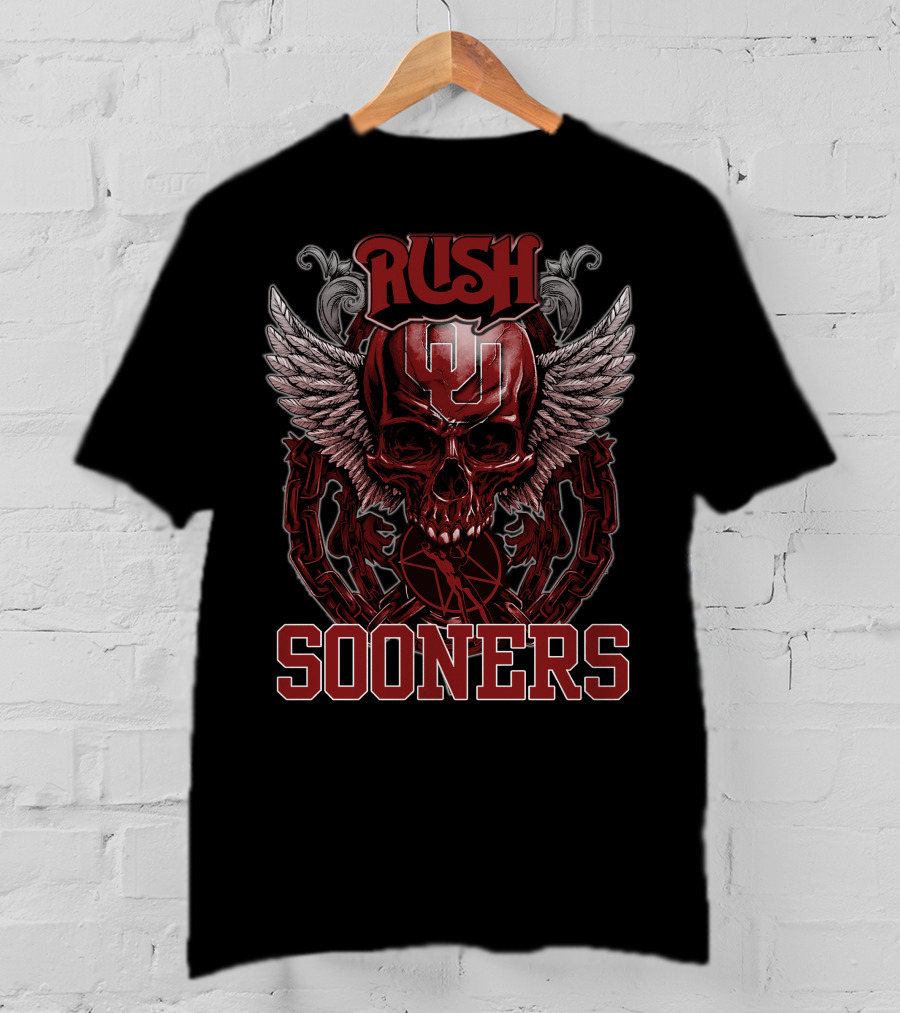 Rush Oklahoma Sooners Skull Wings T-Shirt