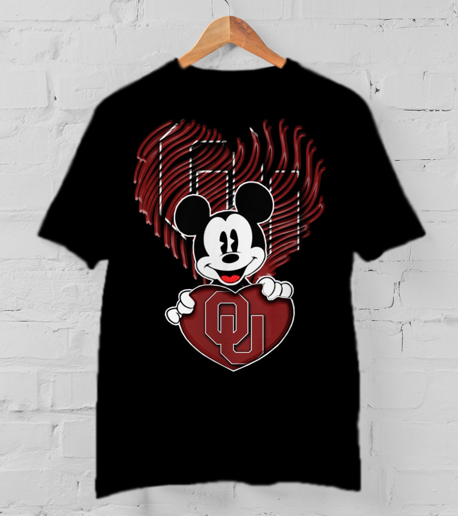 Mick Oklahoma Sooners Heart OU Mickey T-Shirt