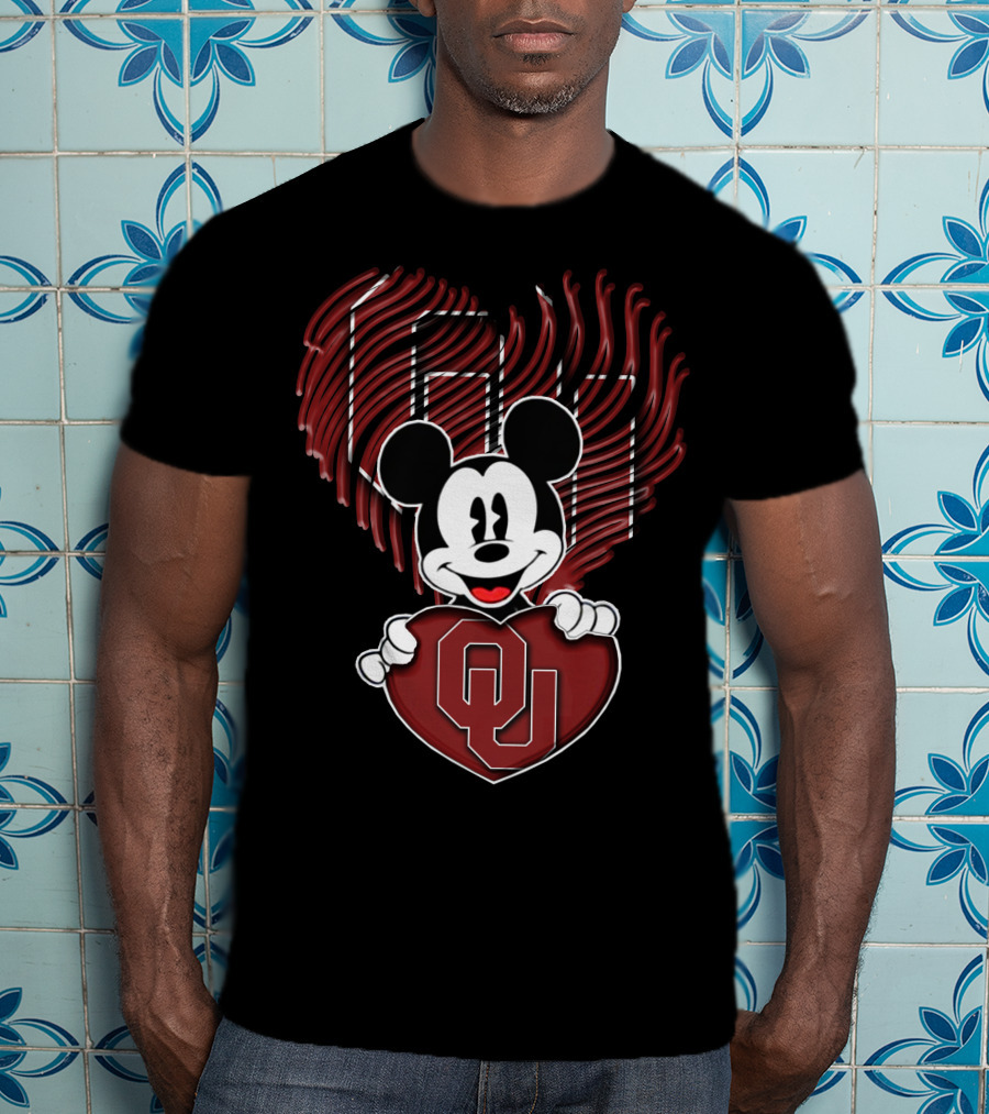Mick Oklahoma Sooners Heart OU Mickey T-Shirt