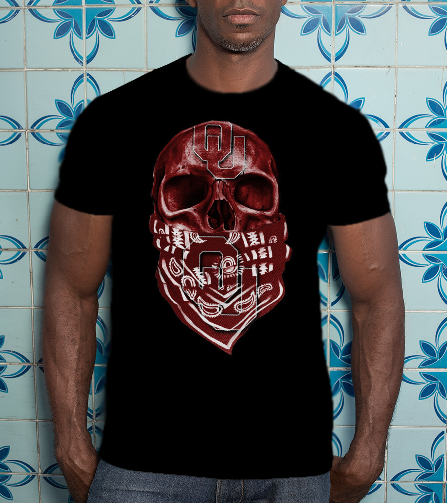 Skull Oklahoma Sooners OU Logo Bandana T-Shirt
