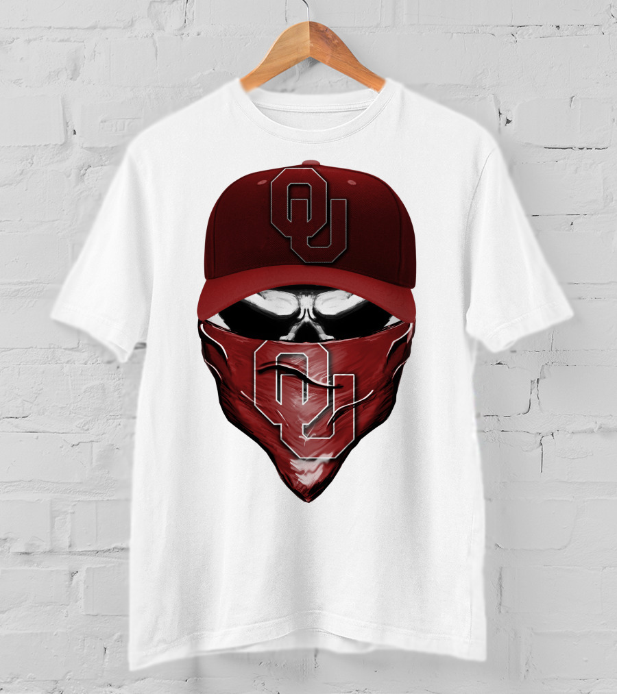 OU Skull Red Cap Bandana Oklahoma Sooners T-Shirt