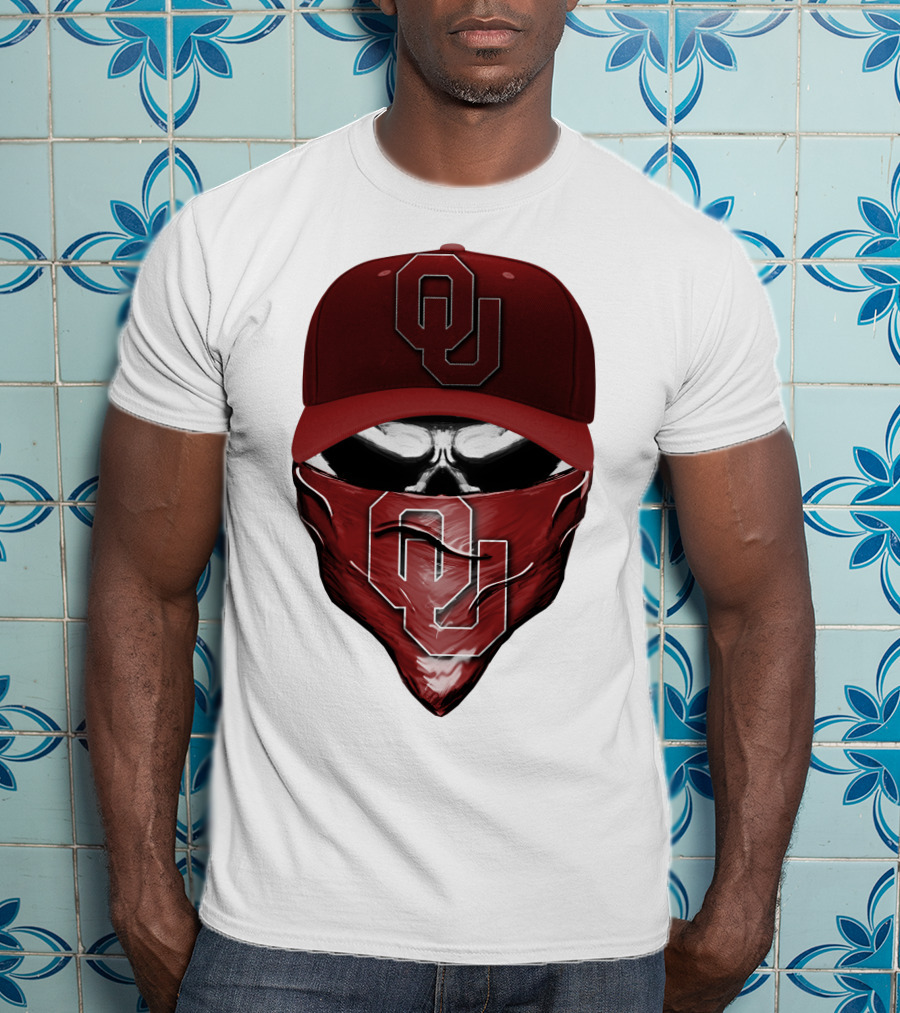 OU Skull Red Cap Bandana Oklahoma Sooners T-Shirt