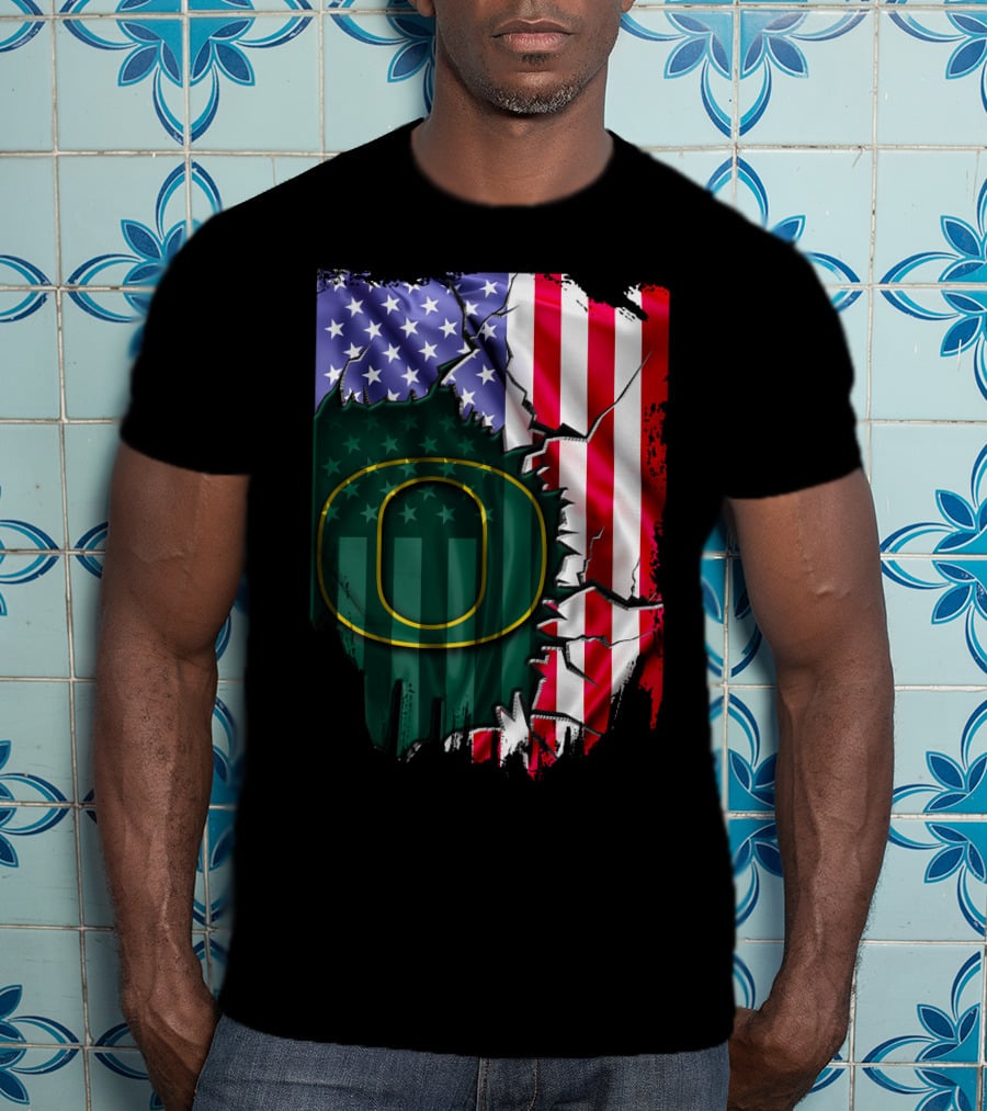 American Flag Oregon Ducks T-Shirt