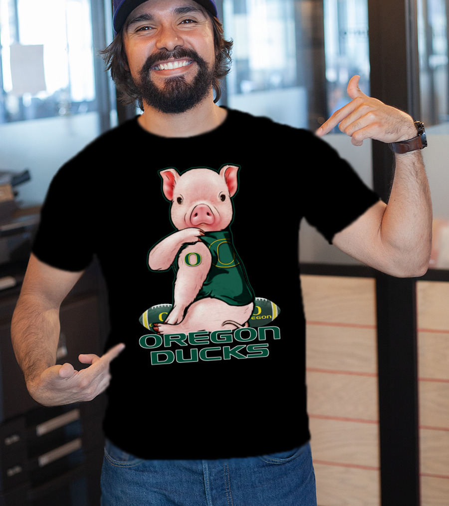 Pig Wearing Oregon Ducks Football Jersey T-Shirt