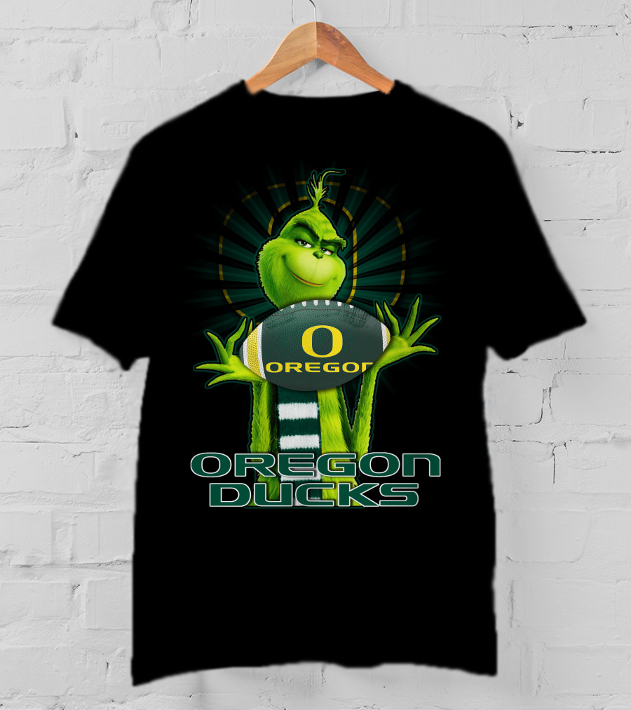 Grinch Holding Oregon Ducks Football T-Shirt