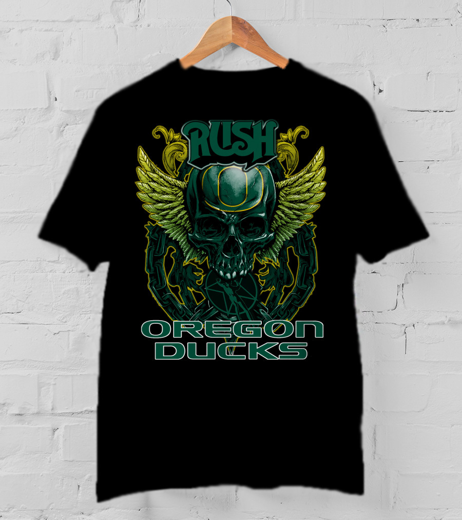 Rush Oregon Ducks Winged Skull Emblem T-Shirt