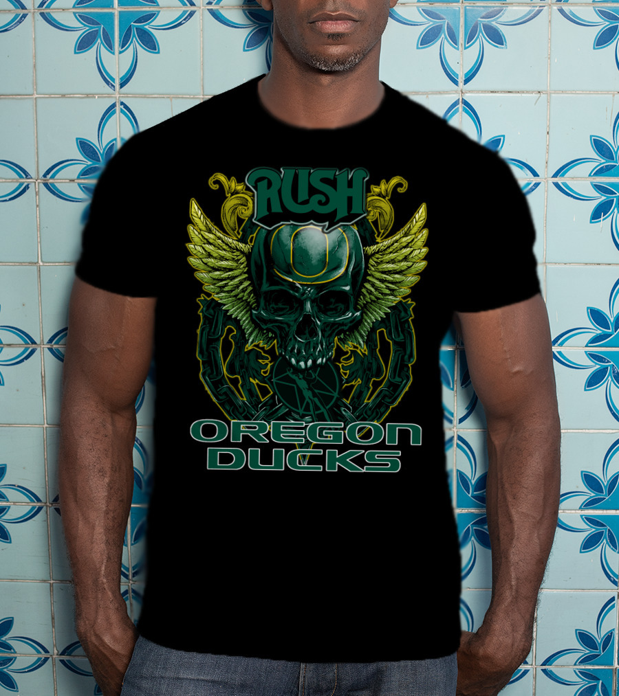 Rush Oregon Ducks Winged Skull Emblem T-Shirt