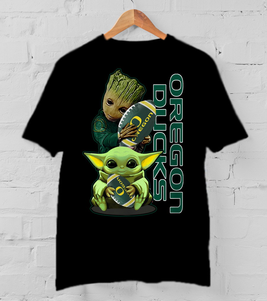 Groot Baby Yoda Oregon Ducks Football T-Shirt