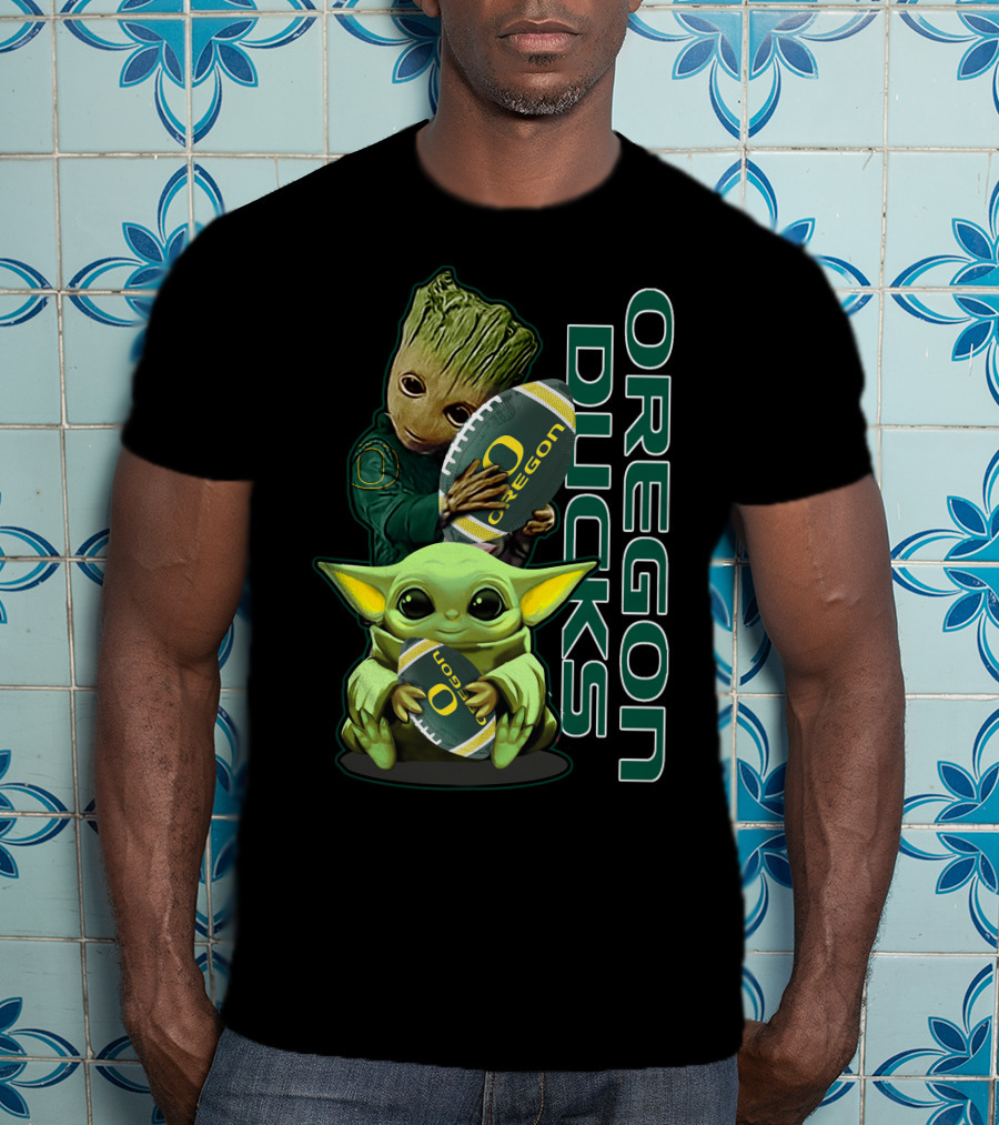 Groot Baby Yoda Oregon Ducks Football T-Shirt