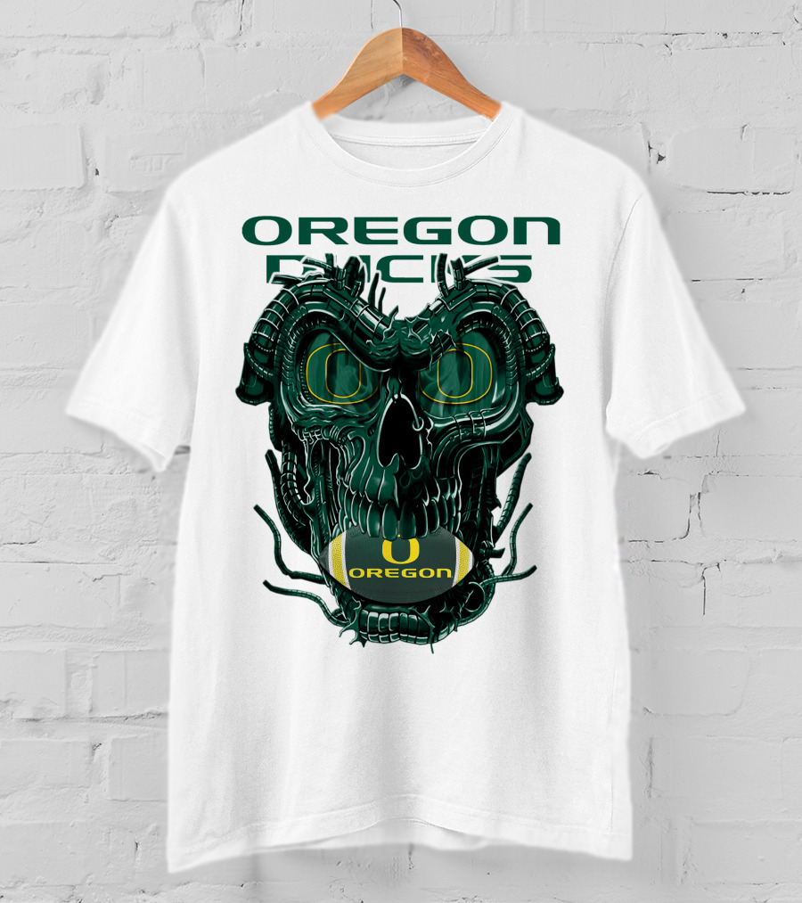 Oregon Ducks Dragonskull Football Fusion T-Shirt