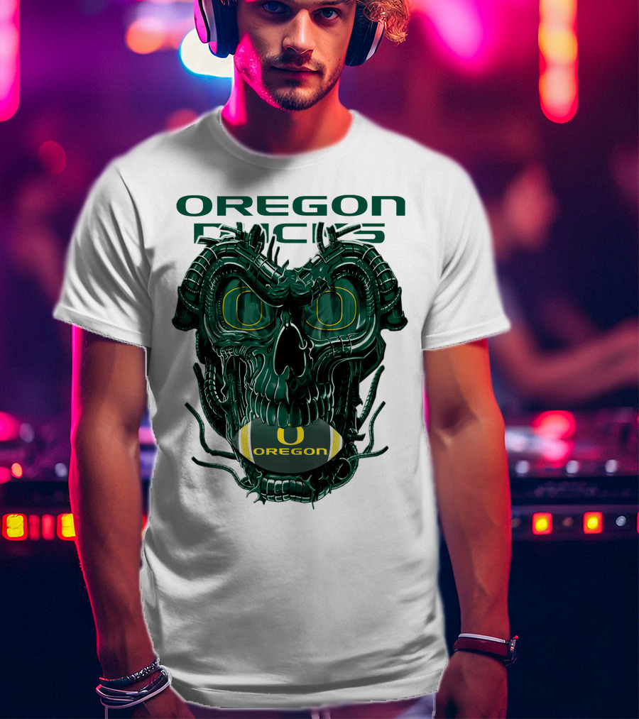 Oregon Ducks Dragonskull Football Fusion T-Shirt