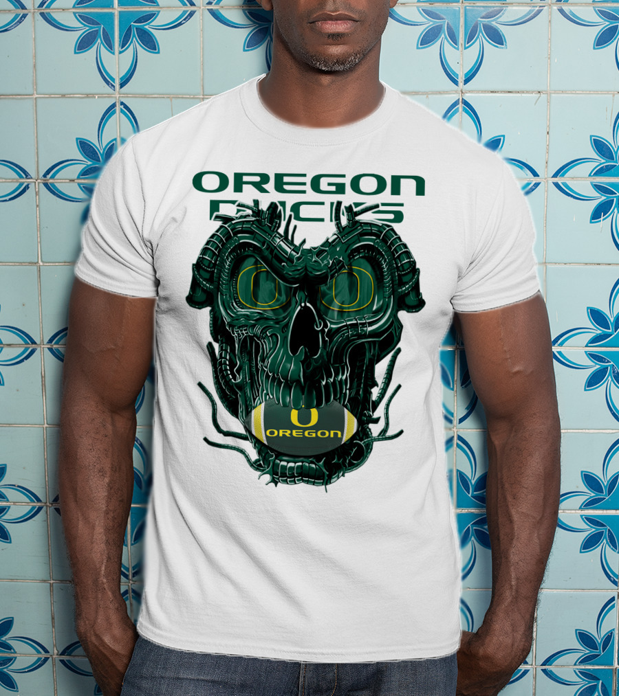 Oregon Ducks Dragonskull Football Fusion T-Shirt