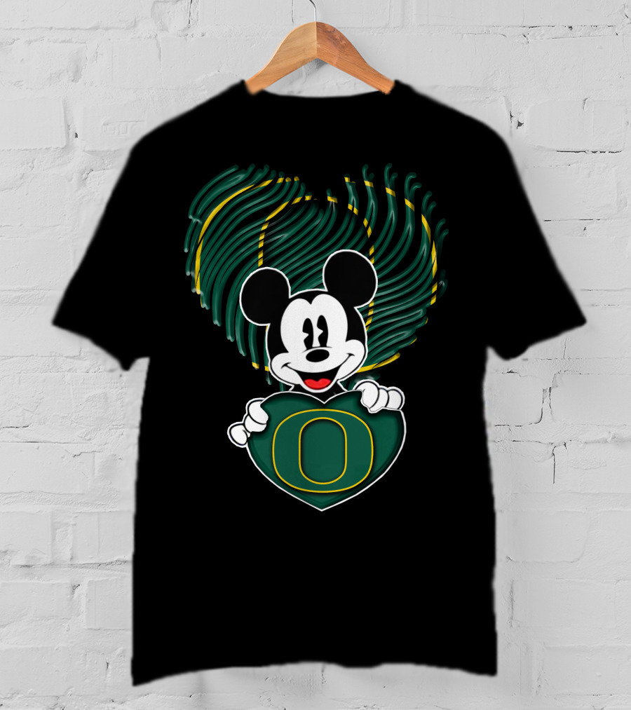 Mick Oregon Ducks Fingerprint Heart T-Shirt