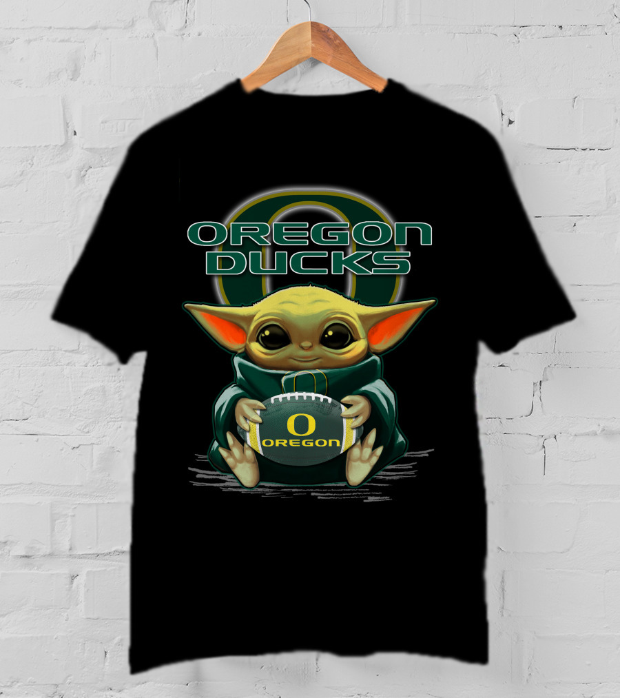 Oregon Ducks Baby Yoda Football T-Shirt