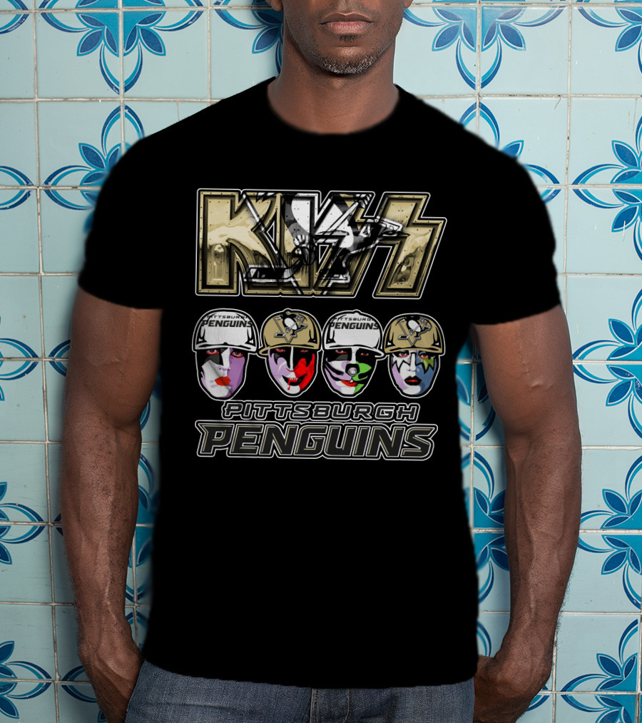 Kiss Pittsburgh Penguins Face Paint Hockey Collaboration T-Shirt