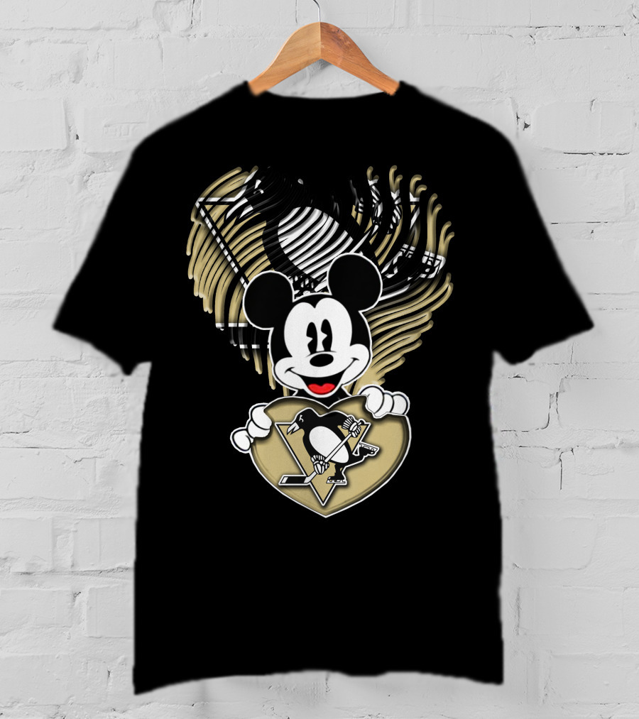 Mick Penguins Hockey Heart T-Shirt