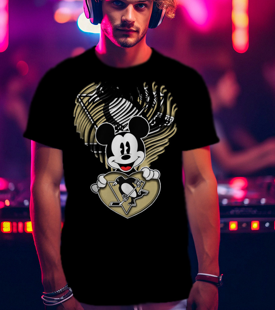 Mick Penguins Hockey Heart T-Shirt