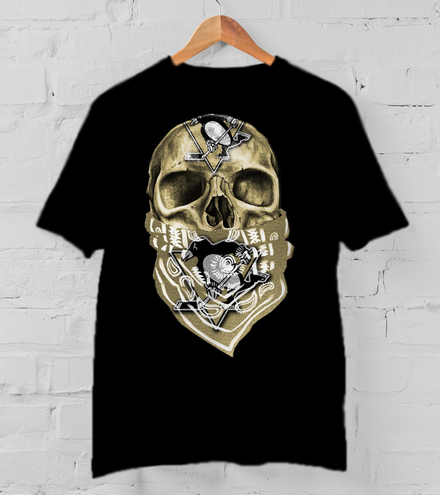 Skull Pittsburgh Penguins Hockey Bandana T-Shirt