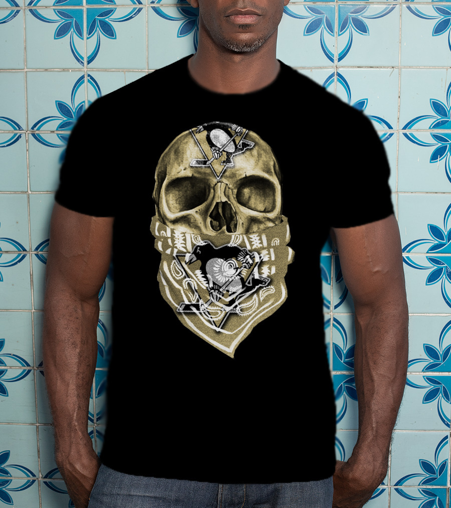 Skull Pittsburgh Penguins Hockey Bandana T-Shirt