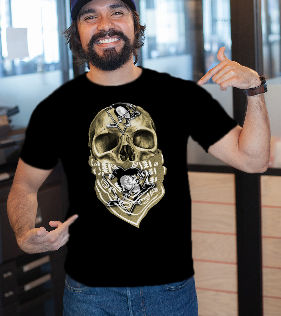 Skull Pittsburgh Penguins Hockey Bandana T-Shirt