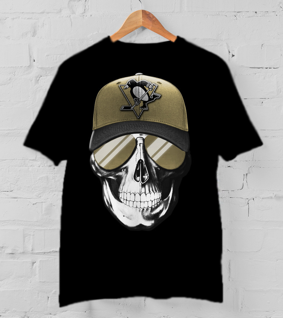 Pittsburgh Penguins Skull Hat Hockey Fan T-Shirt