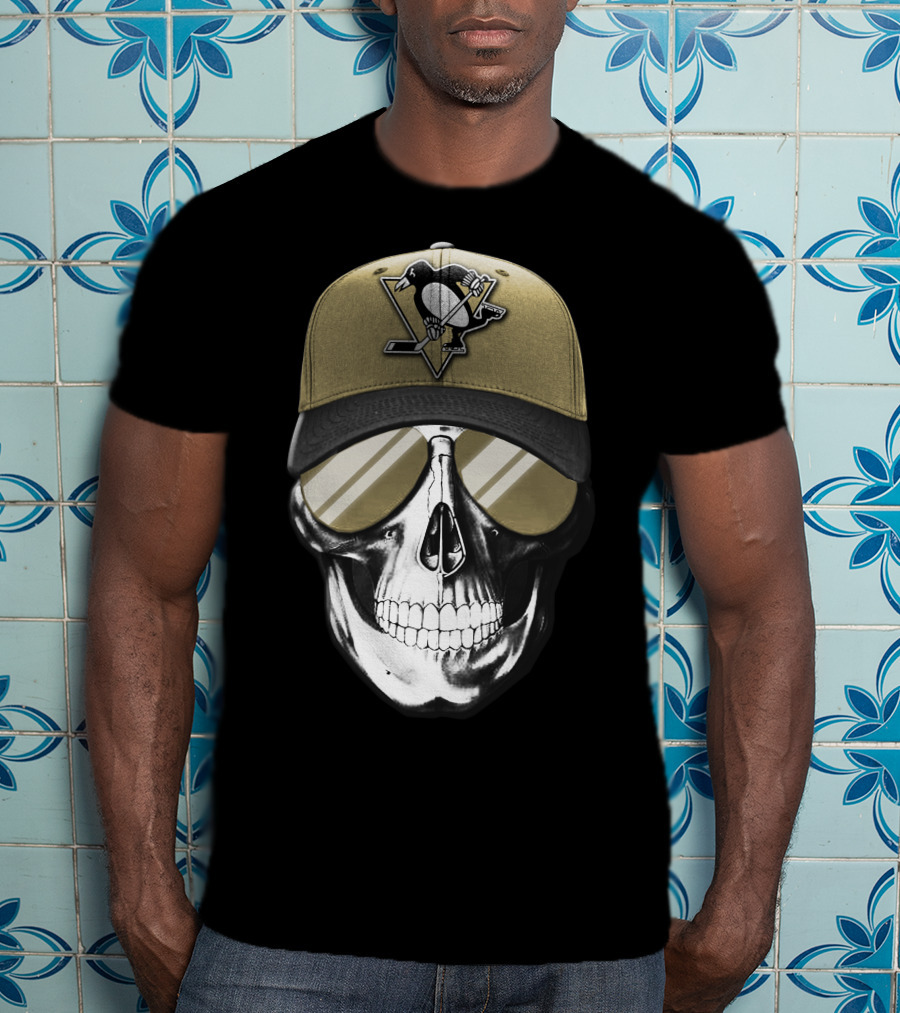 Pittsburgh Penguins Skull Hat Hockey Fan T-Shirt