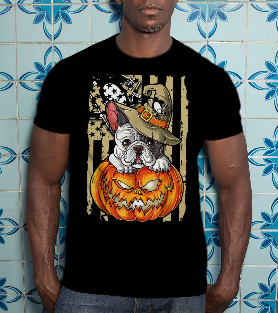 Hlw Bulldog Pumpkin Pittsburgh Penguins Halloween T-Shirt