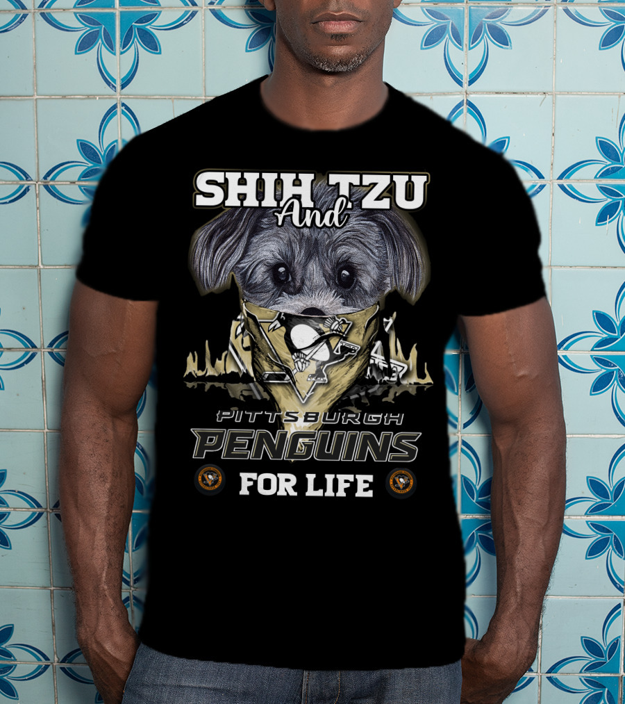 Shih Tzu And Pittsburgh Penguins For Life T-Shirt