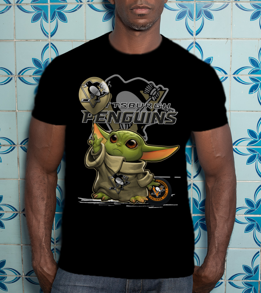 Yoda Pittsburgh Penguins Hockey Force Baby Alien T-Shirt