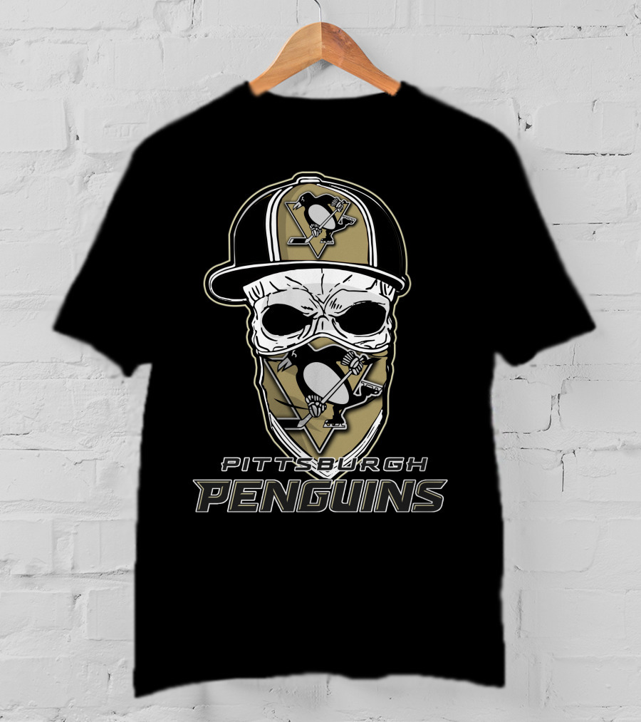 Pittsburgh Penguins Skull With Hat T-Shirt