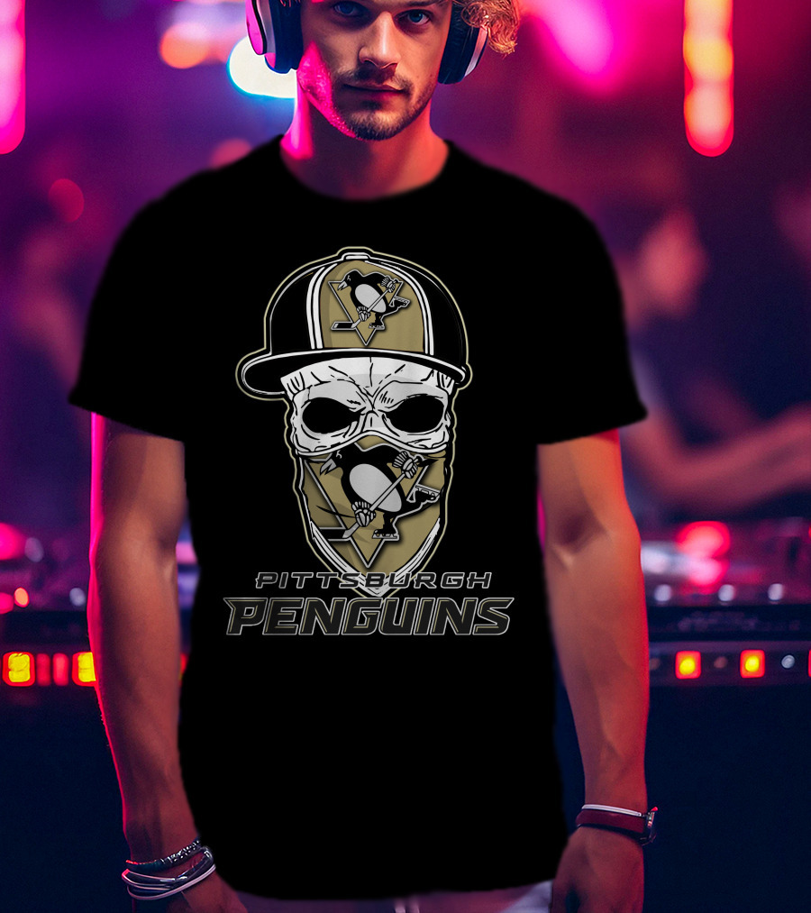 Pittsburgh Penguins Skull With Hat T-Shirt
