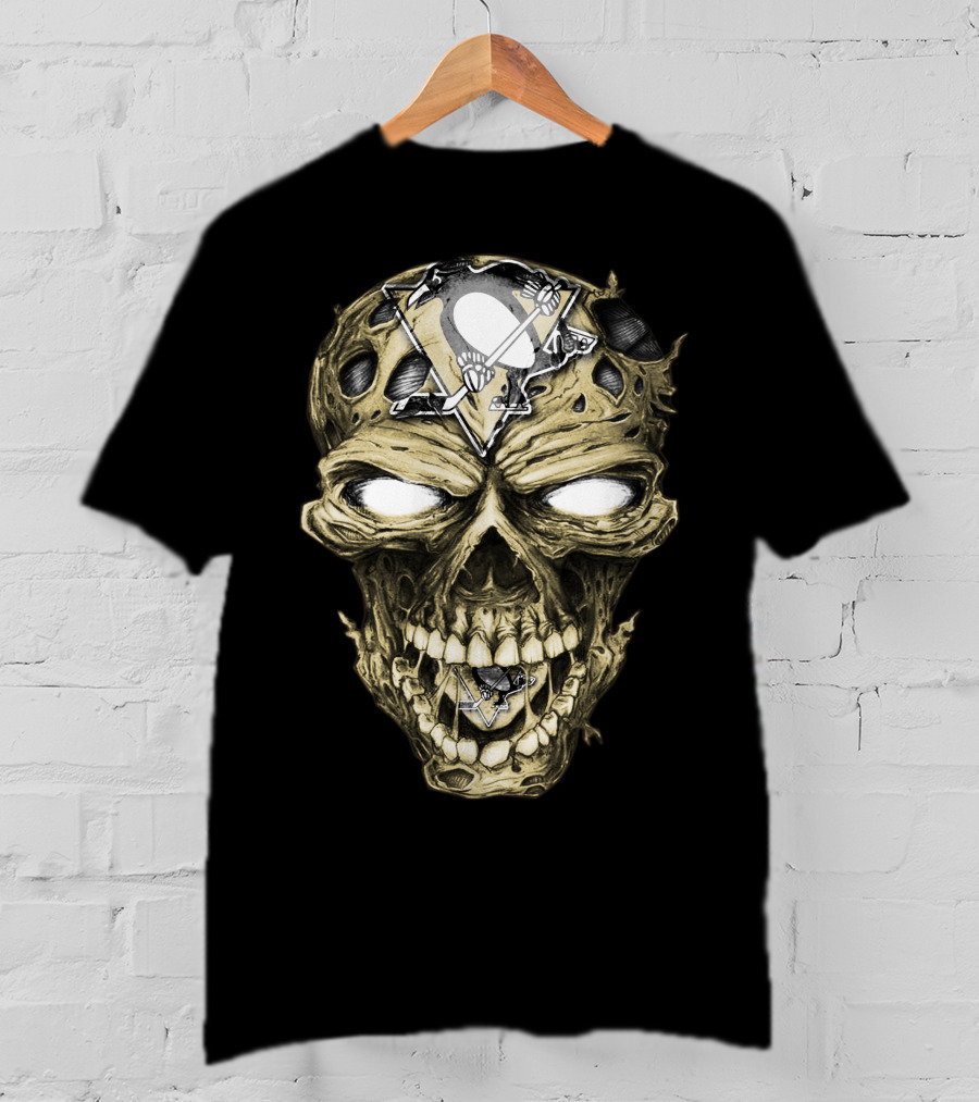 Pittsburgh Penguins Skull With Team T-Shirt