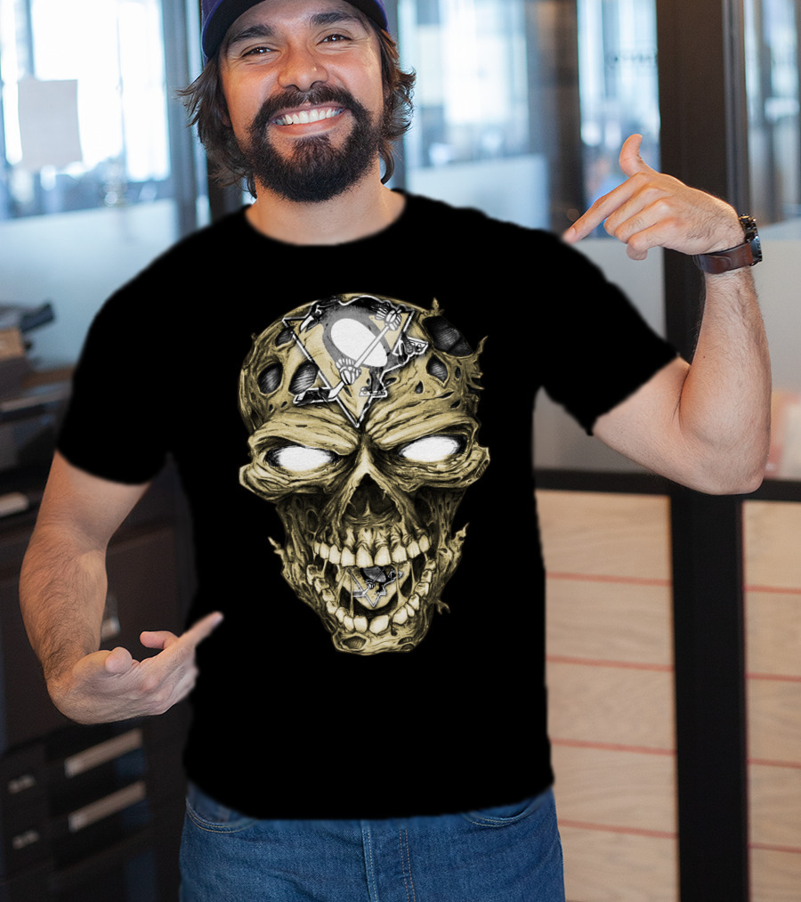 Pittsburgh Penguins Skull With Team T-Shirt