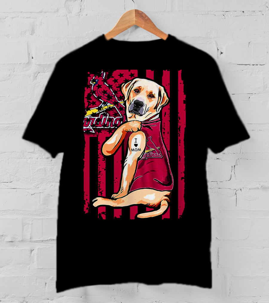 Labrador Retriever I Love Mom St. Louis Cardinals T-Shirt