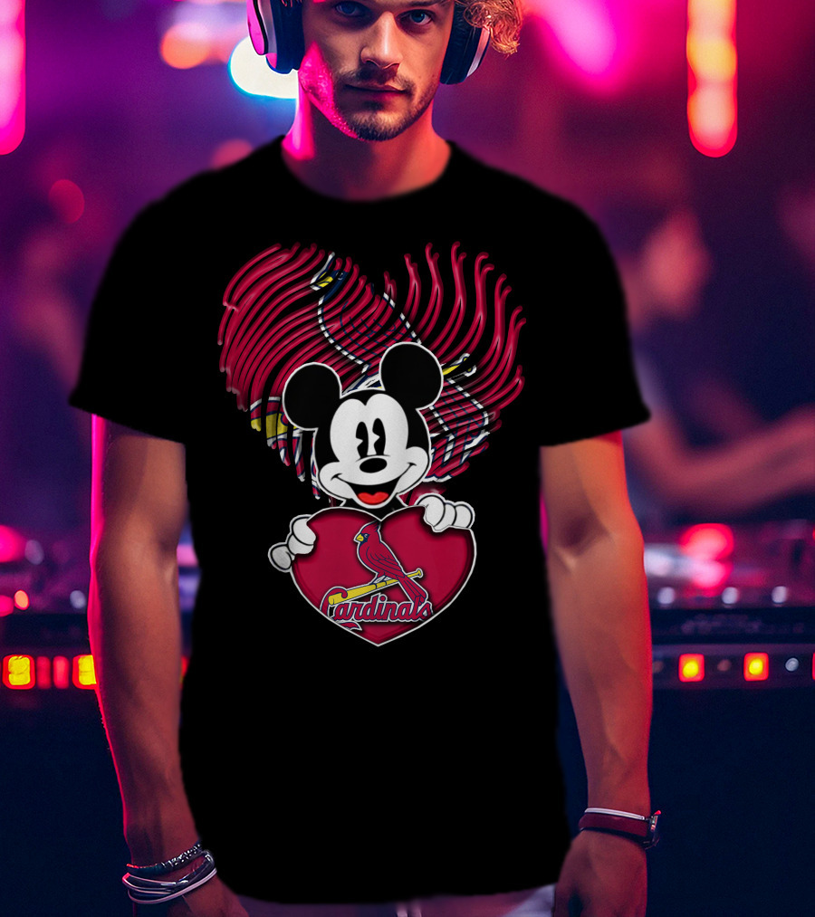 Mickey Mouse St. Louis Cardinals Heart T-Shirt