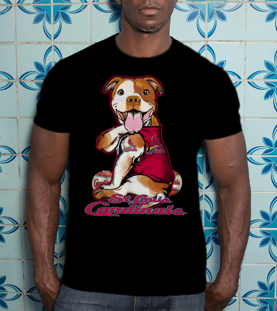 St. Louis Cardinals Pitbull Baseball Team Mascot T-Shirt