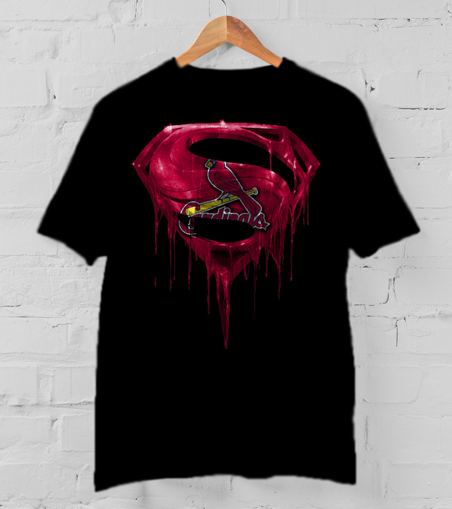 Superman Logo St. Louis Cardinals Fusion Dripping Effect T-Shirt