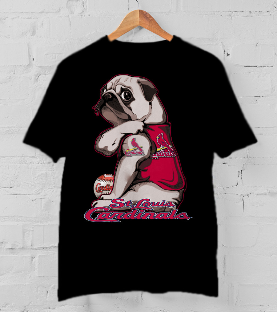 St. Louis Cardinals Pug With Baseball T-Shirt