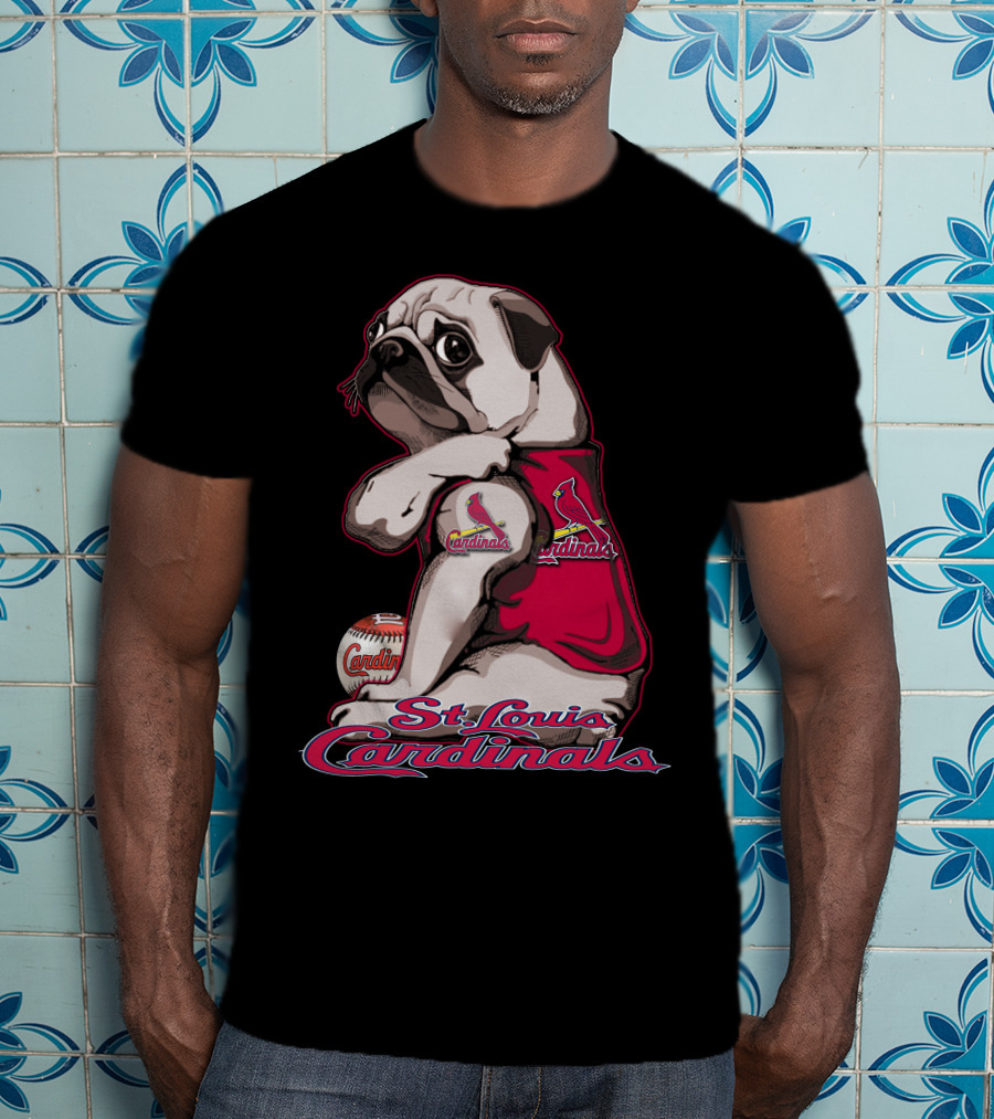 St. Louis Cardinals Pug With Baseball T-Shirt