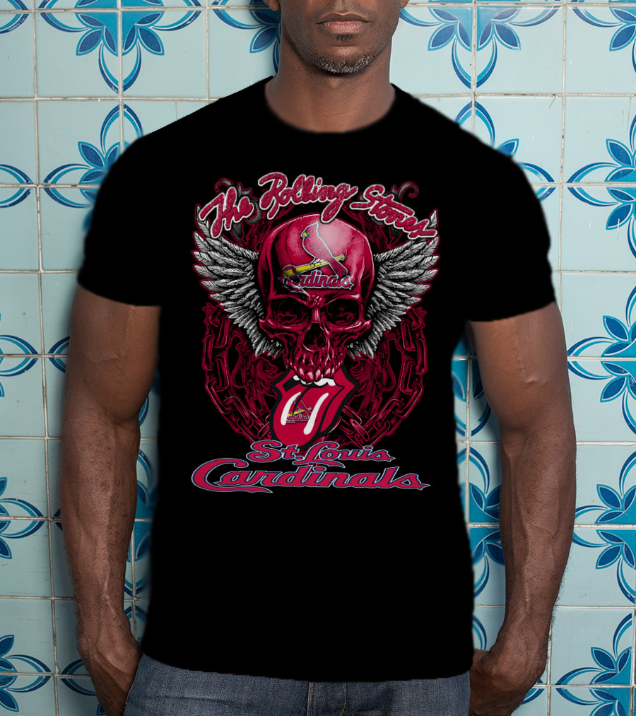The Rolling Stones St. Louis Cardinals Skull And Wings T-Shirt
