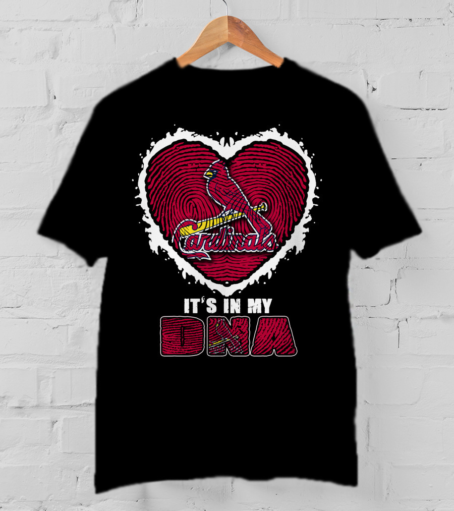 It's In My DNA Cardinals Heart Fingerprint T-Shirt