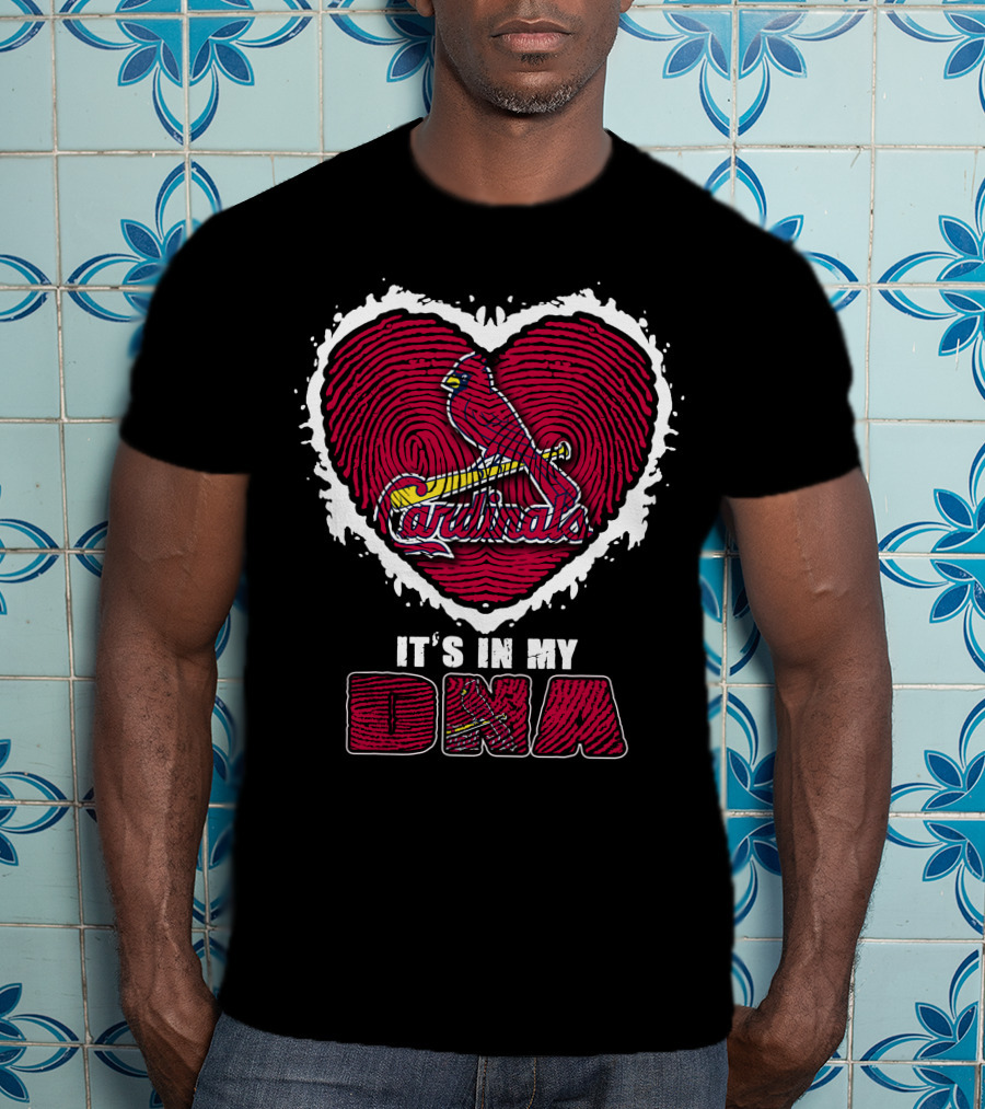 It's In My DNA Cardinals Heart Fingerprint T-Shirt
