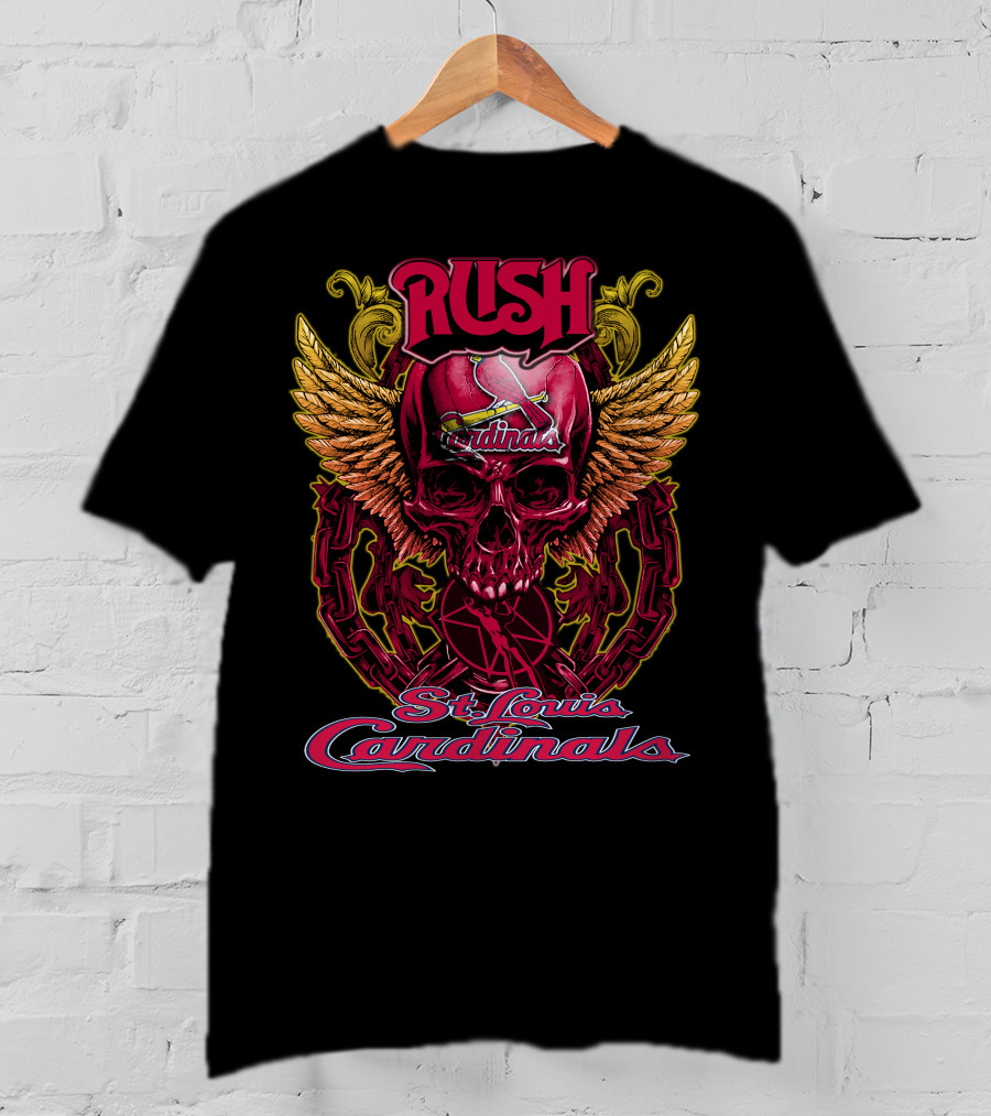 Rush St. Louis Cardinals Skull Wings Chain T-Shirt