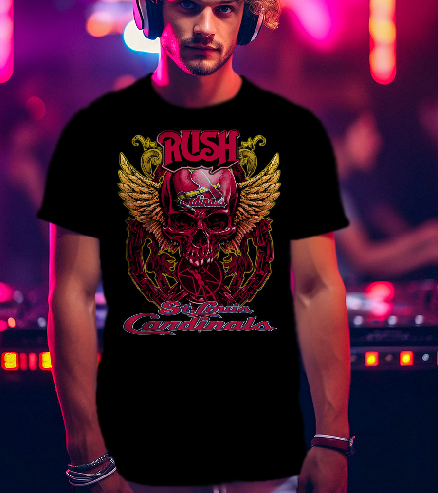 Rush St. Louis Cardinals Skull Wings Chain T-Shirt