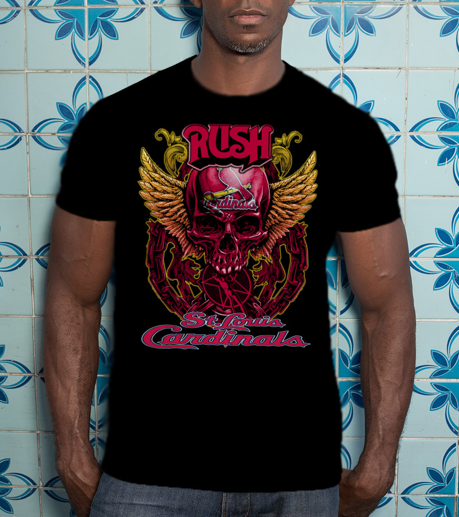 Rush St. Louis Cardinals Skull Wings Chain T-Shirt