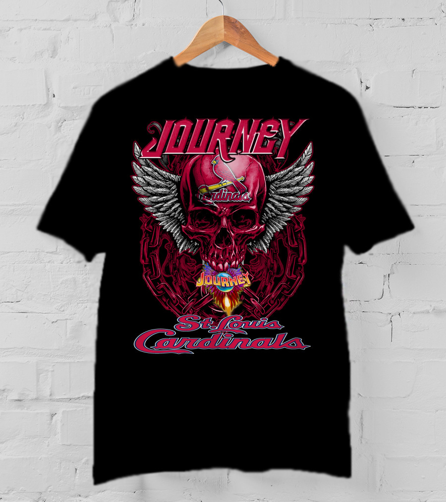 Journey St. Louis Cardinals Skull Wings Flame T-Shirt