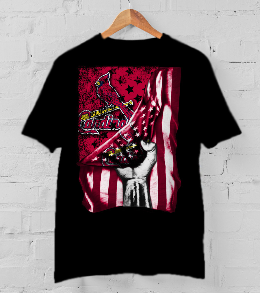 Flag St. Louis Cardinals Stars And Stripes Fist T-Shirt