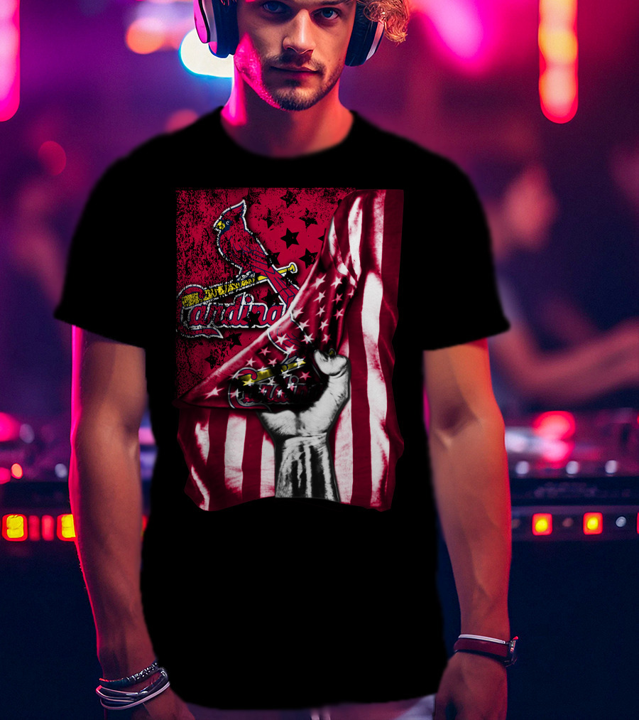 Flag St. Louis Cardinals Stars And Stripes Fist T-Shirt