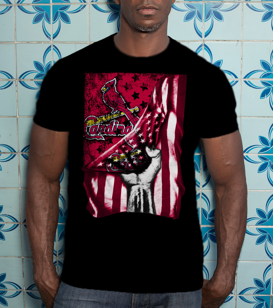 Flag St. Louis Cardinals Stars And Stripes Fist T-Shirt