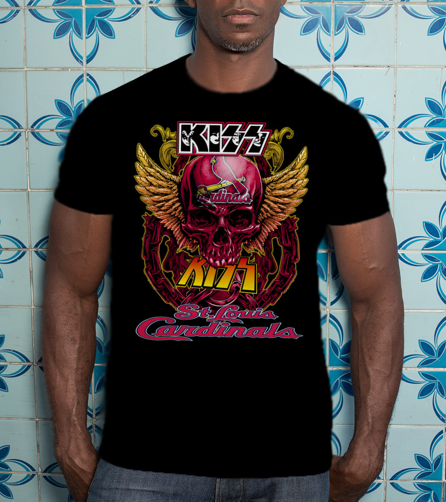 Kiss Cardinals Skull Wings St. Louis Cardinals T-Shirt